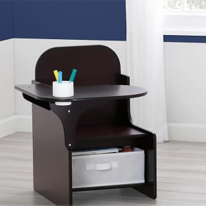 Chair Desk With Storage Bin, Dark Chocolate